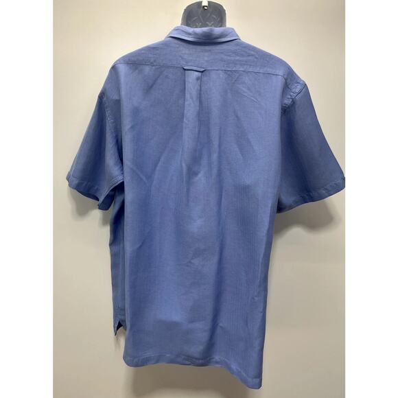 Vintage Polo Ralph Lauren Blue Short Sleeve Shirt Mens XL Linen Silk Blue - Picture 4 of 7